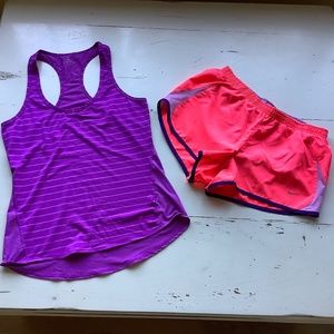 Bundle Athleta purple Chi tank Small + Nike neon running shorts Medium
